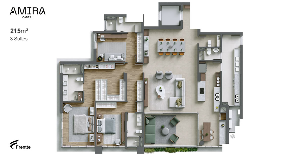 Planta Apartamento de 3 Suítes Amira Cabral Planta Apartamento de 3 Suítes Amira Cabral